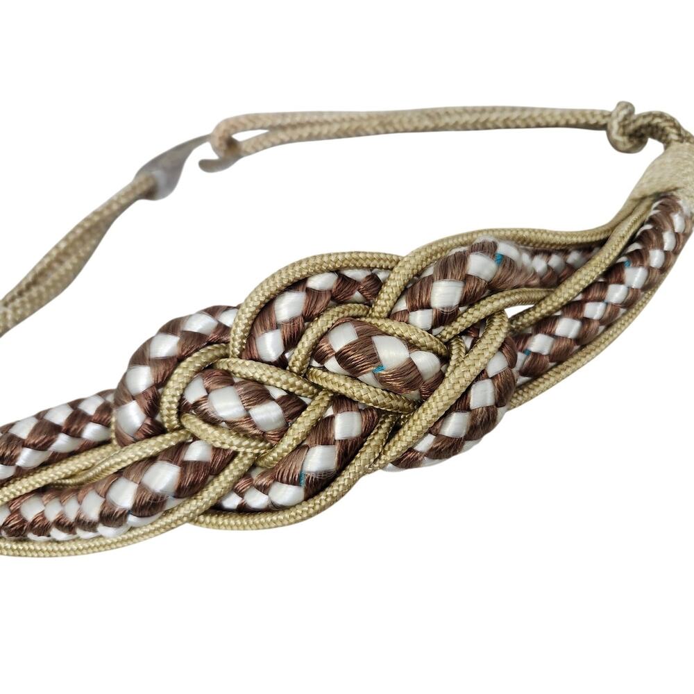 Vintage Toshiyo Silk Braided BELT Knot White Beige Taiwan Silver Hook Medium